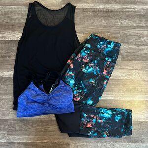 Old Navy Dri Fit Workout Athletic Bundle Sports Bra Leggings Tank Top Women’s M